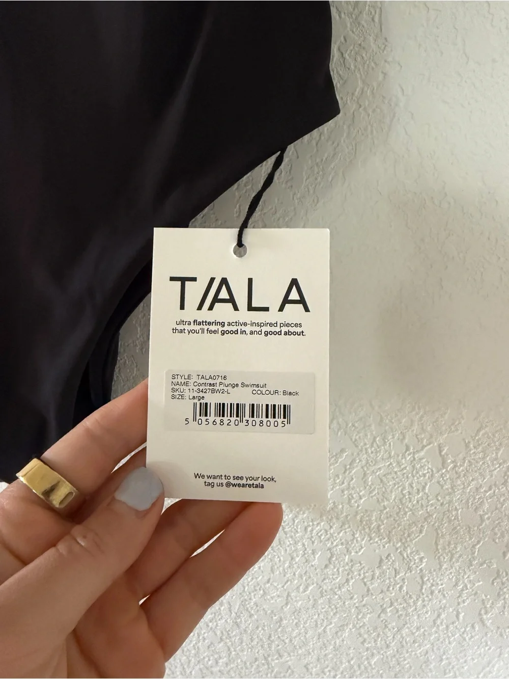 NWT TALA Black One-Piece Swimsuit with White Trim